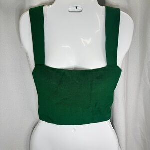 Urban Outfitters Nina Cropped Sweater Tank Top in Emerald Green